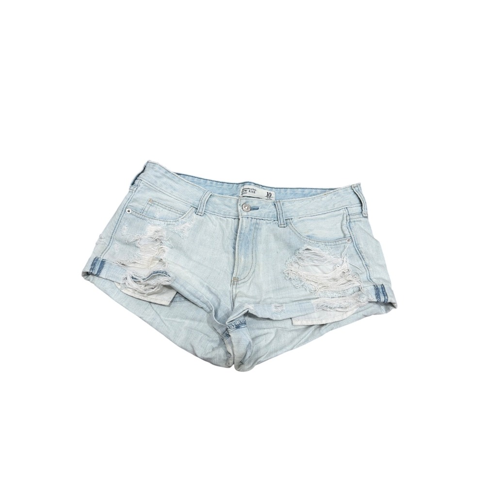 Abercrombie &‎ Fitch Y2K Low Rise Distressed Denim Shorts Size 30 Light Wash